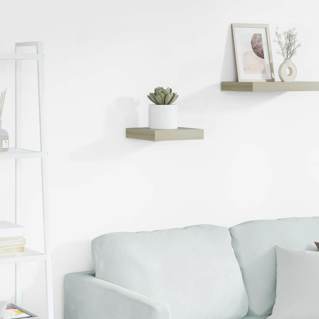 vidaXL Wall Shelf | Oak | Honeycomb MDF, Metal | Small | Wall Mounting