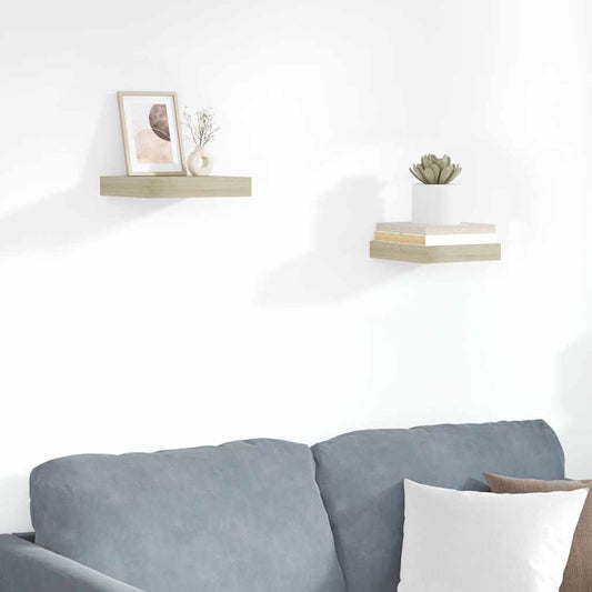vidaXL Floating Wall Shelves 2 pcs Oak 23x23.5x3.8 cm MDF
