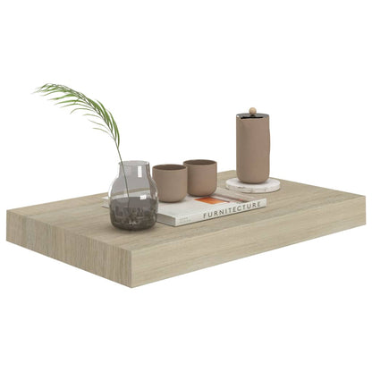 vidaXL Wall Shelf | Set of 2 | Oak | Honeycomb MDF, Metal | 40x23x3.8 cm