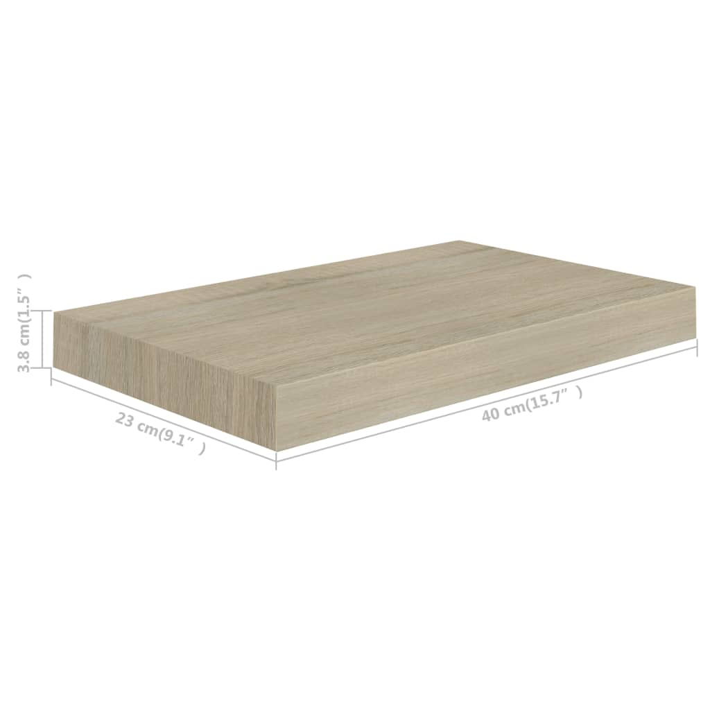 vidaXL Wall Shelf | Set of 2 | Oak | Honeycomb MDF, Metal | 40x23x3.8 cm