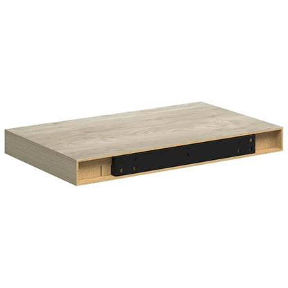 vidaXL Wall Shelf | Set of 2 | Oak | Honeycomb MDF, Metal | 40x23x3.8 cm
