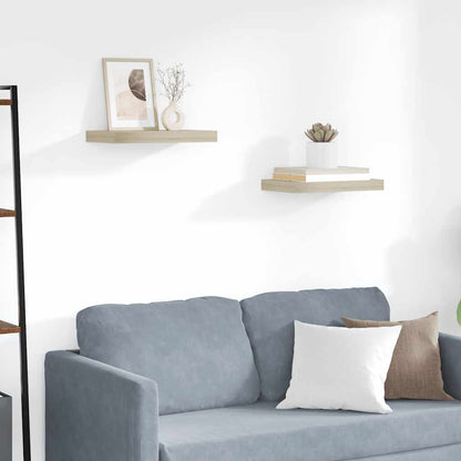 vidaXL Wall Shelf | Set of 2 | Oak | Honeycomb MDF, Metal | 40x23x3.8 cm