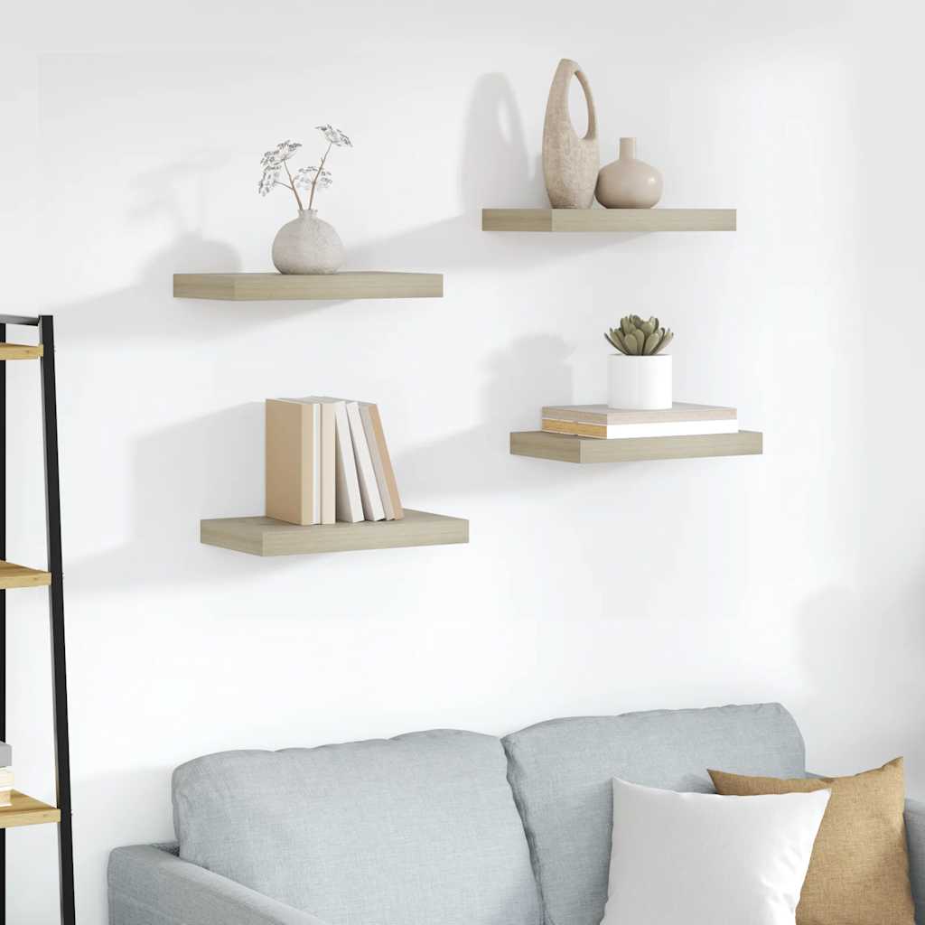 vidaXL Floating Wall Shelves 4 pcs Oak 40x23x3.8 cm MDF