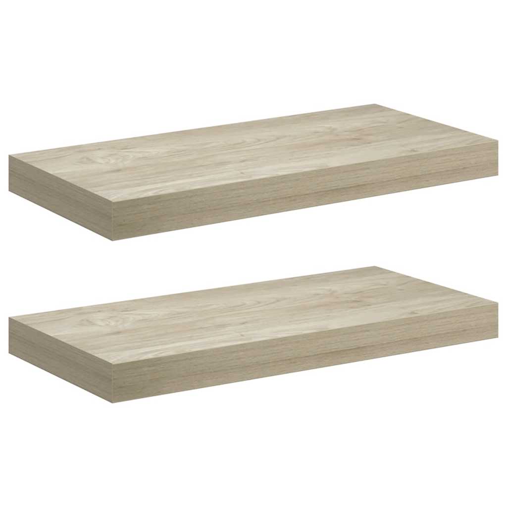 vidaXL Wall Shelf | Set of 2 | Oak | Honeycomb MDF, metal | 50x23x3.8 cm