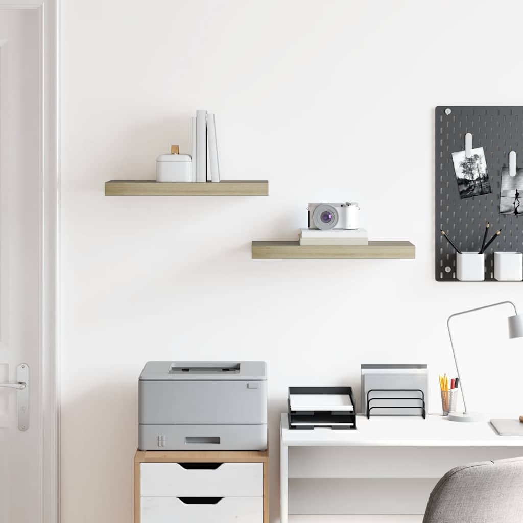 vidaXL Wall Shelf | Set of 2 | Oak | Honeycomb MDF, metal | 50x23x3.8 cm