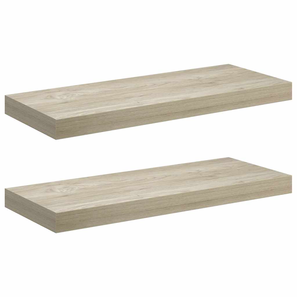 323875 vidaXL Floating Wall Shelves 2 pcs Oak 60x23,5x3,8 cm MDF