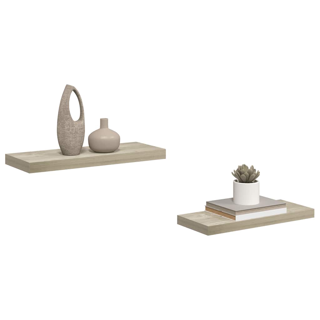 vidaXL Floating Wall Shelves 2 pcs Oak 60x23.5x3.8 cm MDF