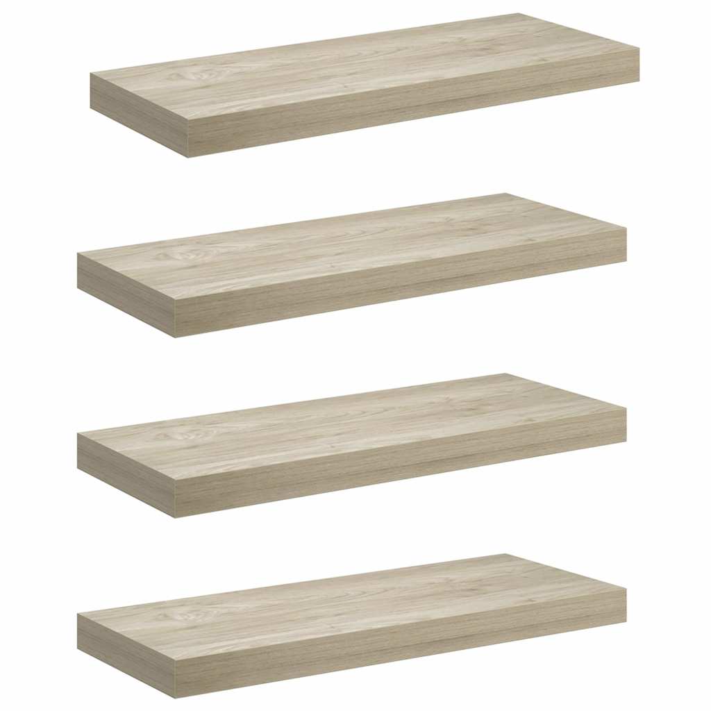 vidaXL Wall Shelf |  Set of 4 | Oak | Honeycomb MDF | Medium |  Wall mounting