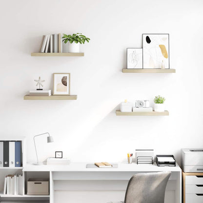 vidaXL Wall Shelf |  Set of 4 | Oak | Honeycomb MDF | Medium |  Wall mounting