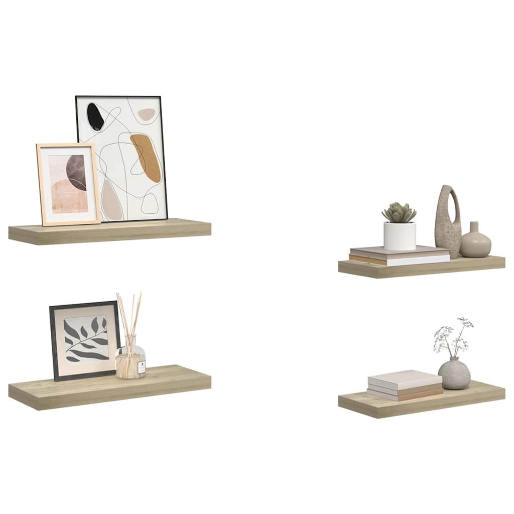 vidaXL Wall Shelf |  Set of 4 | Oak | Honeycomb MDF | Medium |  Wall mounting