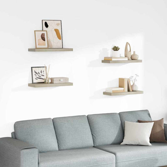 vidaXL Floating Wall Shelves 4 pcs Oak 60x23.5x3.8 cm MDF