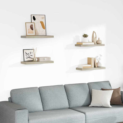vidaXL Wall Shelf |  Set of 4 | Oak | Honeycomb MDF | Medium |  Wall mounting