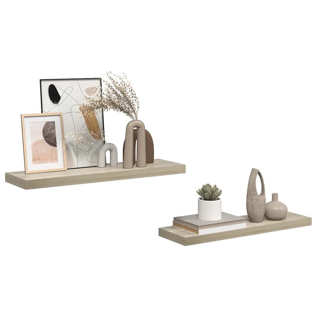 vidaXL Floating Wall Shelves 2 pcs Oak 80x23.5x3.8 cm MDF