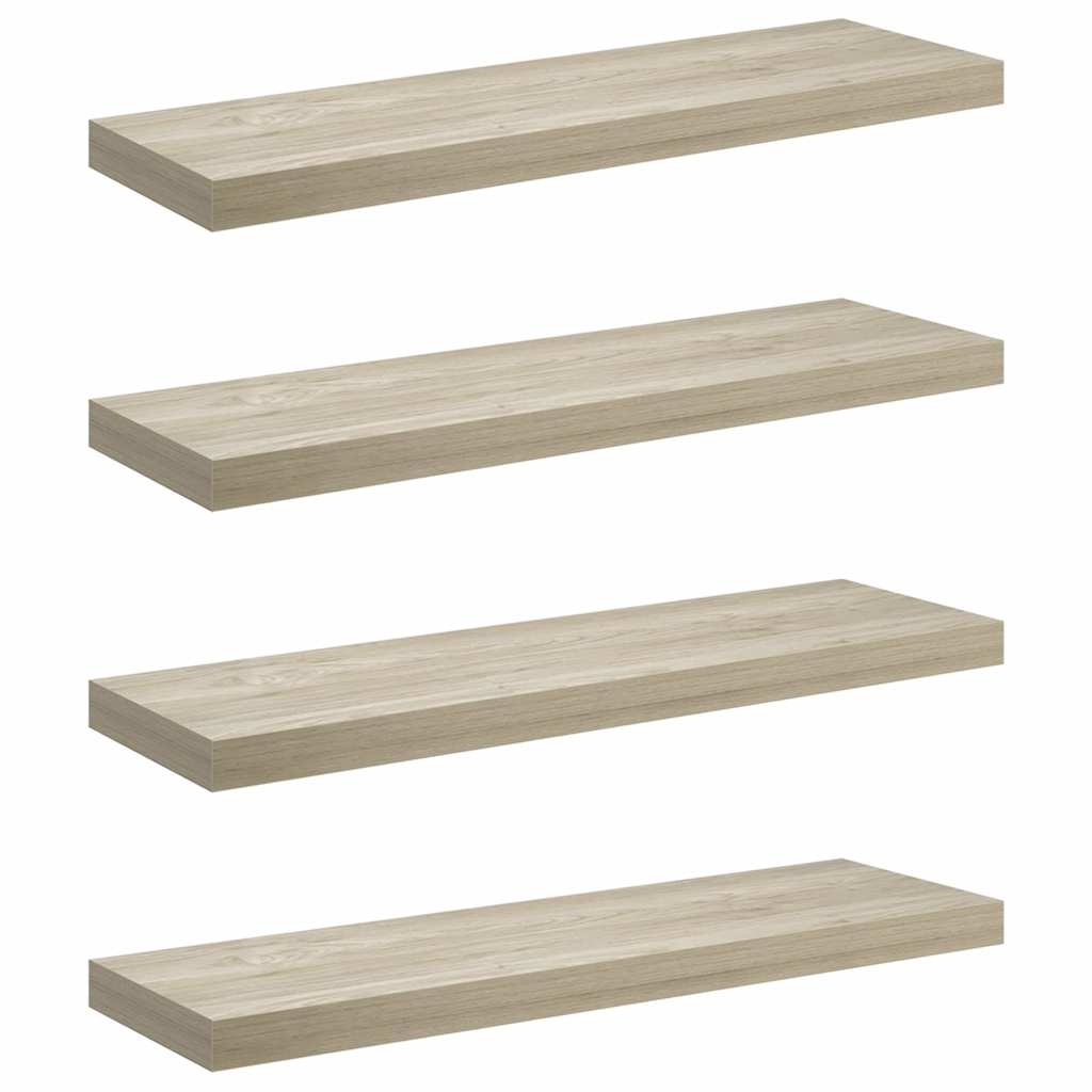 323879 vidaXL Floating Wall Shelves 4 pcs Oak 80x23,5x3,8 cm MDF