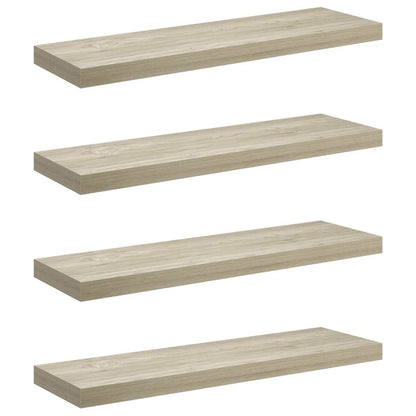 vidaXL Wall Shelf | Set of 4 | Oak | Honeycomb MDF, metal | Medium