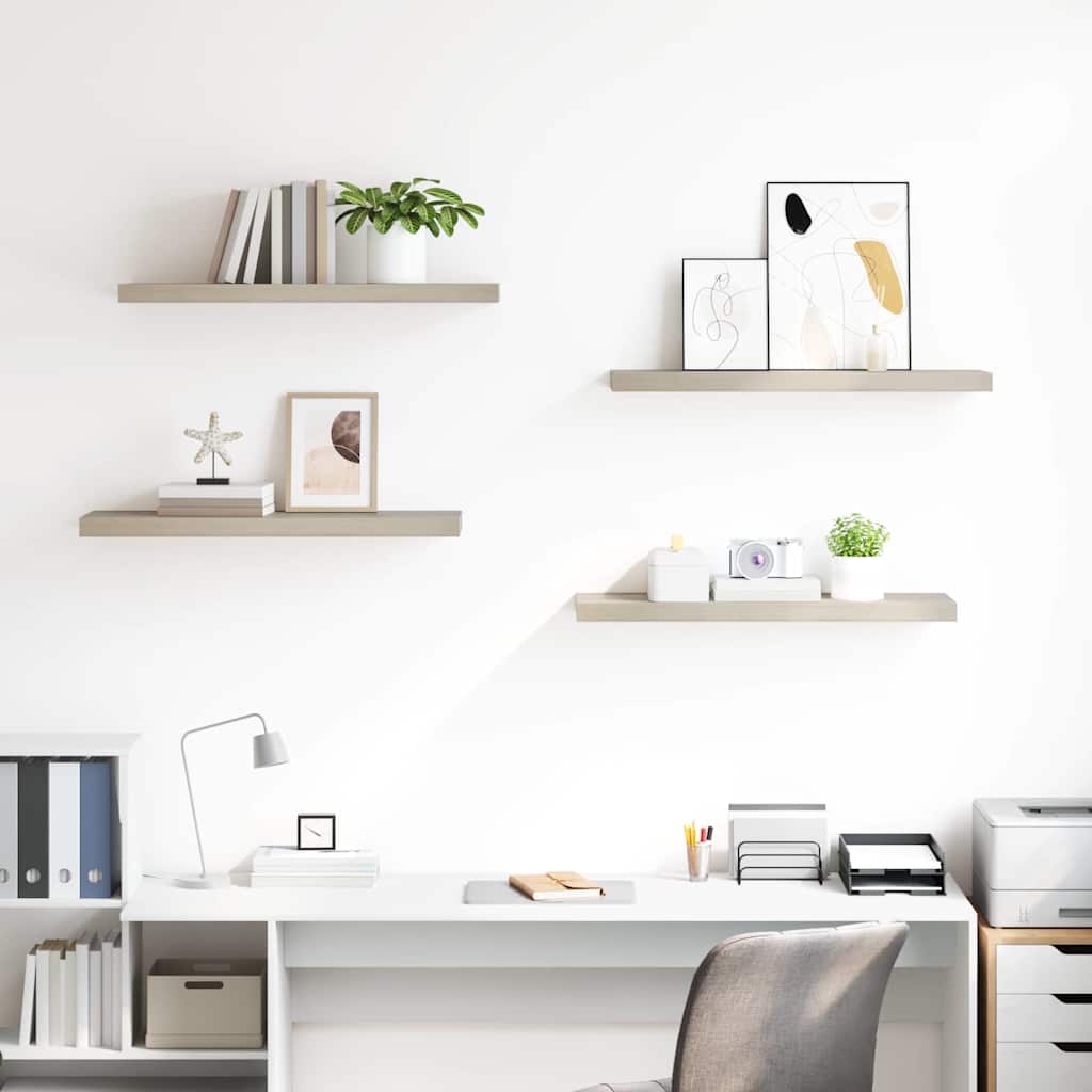 323879 vidaXL Floating Wall Shelves 4 pcs Oak 80x23,5x3,8 cm MDF