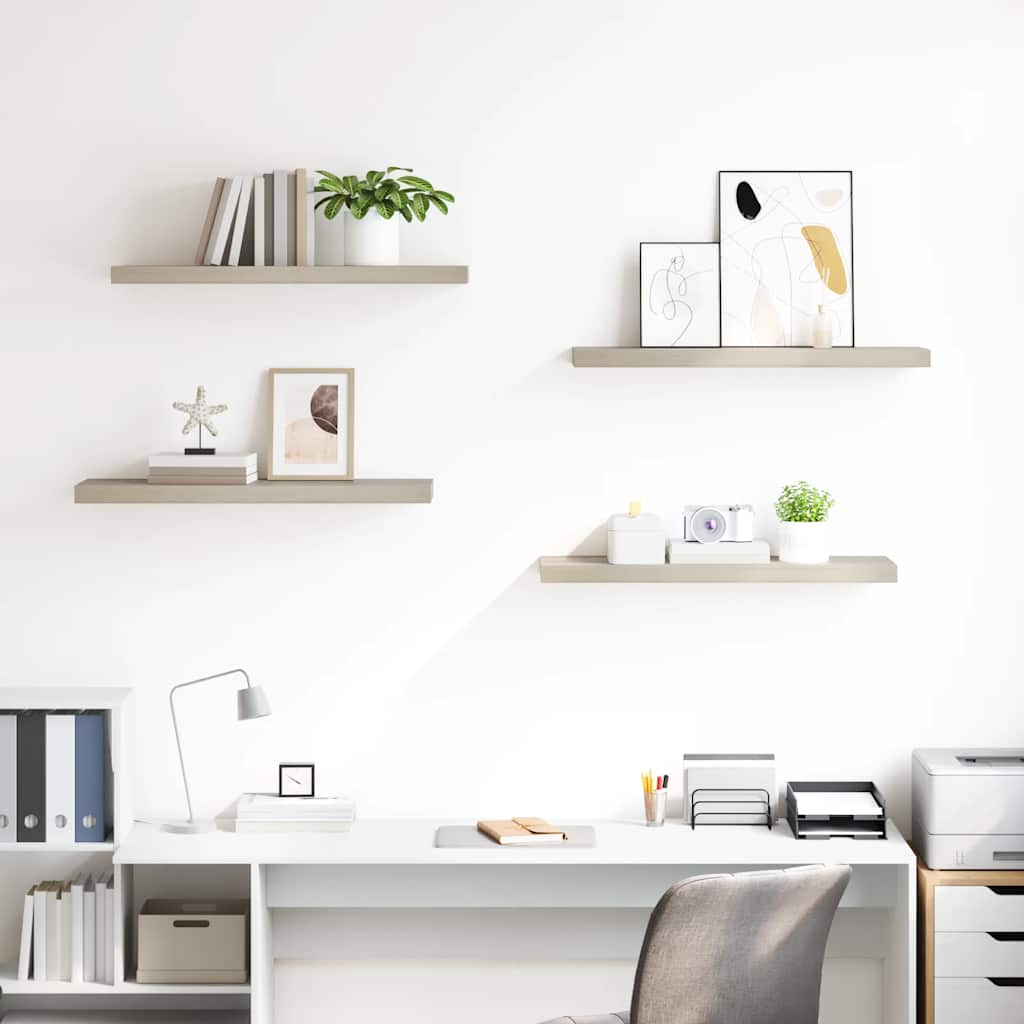 vidaXL Wall Shelf | Set of 4 | Oak | Honeycomb MDF, metal | Medium