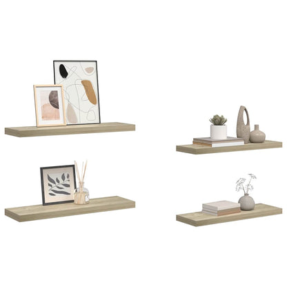 vidaXL Wall Shelf | Set of 4 | Oak | Honeycomb MDF, metal | Medium