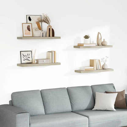 vidaXL Wall Shelf | Set of 4 | Oak | Honeycomb MDF, metal | Medium