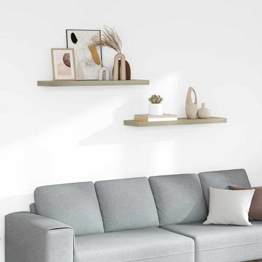 vidaXL Floating Wall Shelves 2 pcs Oak 90x23.5x3.8 cm MDF