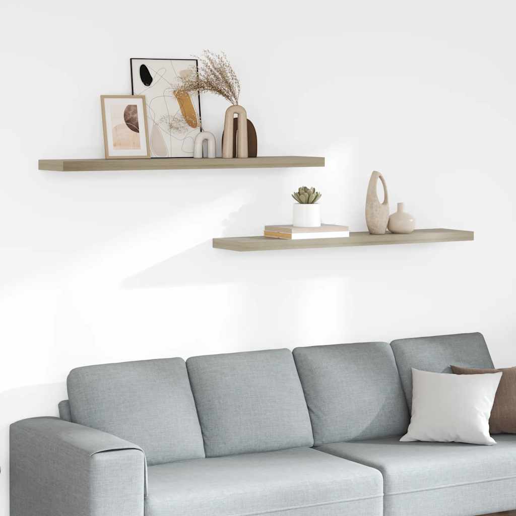 vidaXL Floating Wall Shelves 2 pcs Oak 120x23.5x3.8 cm MDF
