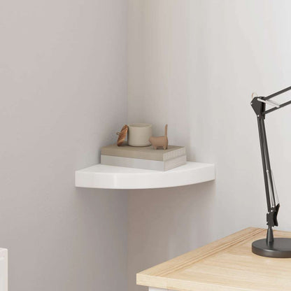vidaXL Corner Shelf | High gloss white | Honeycomb MDF, metal | 25 cm