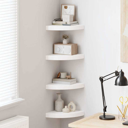 vidaXL Floating Corner Shelves 4 pcs High Gloss White 25x25x3.8 cm MDF