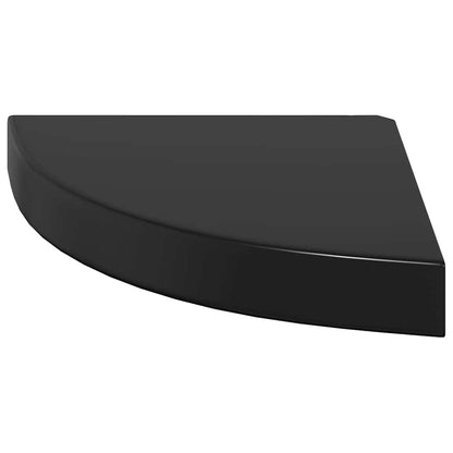 vidaXL Floating Corner Shelf High Gloss Black 25x25x3.8 cm MDF
