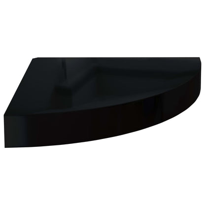 vidaXL Floating Corner Shelves 2 pcs High Gloss Black 25x25x3.8 cm MDF