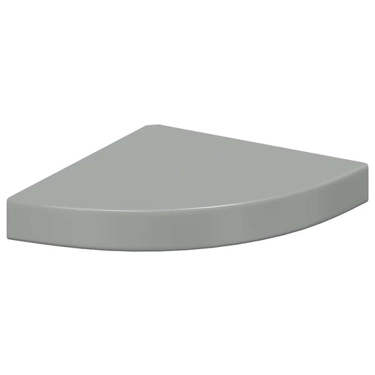 vidaXL Floating Corner Shelf High Gloss Grey 25x25x3.8 cm MDF