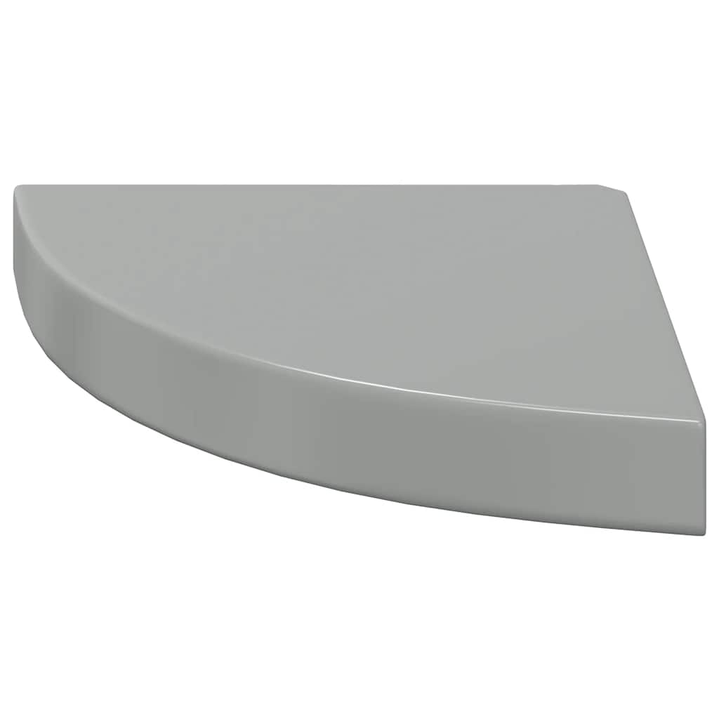 vidaXL Floating Corner Shelf High Gloss Grey 25x25x3.8 cm MDF
