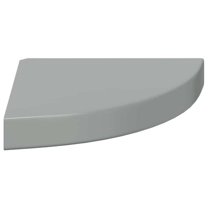 vidaXL Floating Corner Shelf High Gloss Grey 25x25x3.8 cm MDF