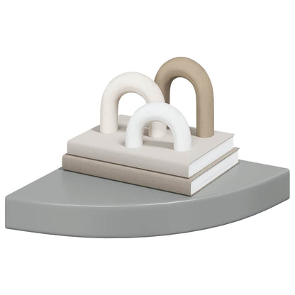 vidaXL Floating Corner Shelves 2 pcs High Gloss Grey 25x25x3.8 cm MDF