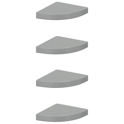 vidaXL Floating Corner Shelves 4 pcs High Gloss Grey 25x25x3.8 cm MDF