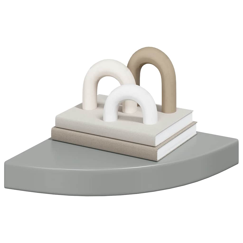 vidaXL Floating Corner Shelves 4 pcs High Gloss Grey 25x25x3.8 cm MDF