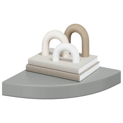 vidaXL Floating Corner Shelves 4 pcs High Gloss Grey 25x25x3.8 cm MDF