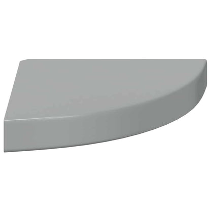 vidaXL Floating Corner Shelves 4 pcs High Gloss Grey 25x25x3.8 cm MDF