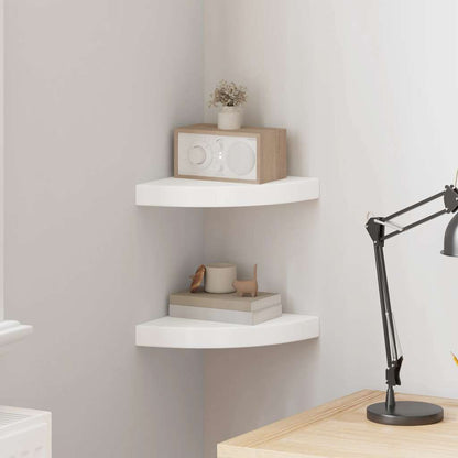 vidaXL Floating Corner Shelves 2 pcs White 25x25x3.8 cm MDF
