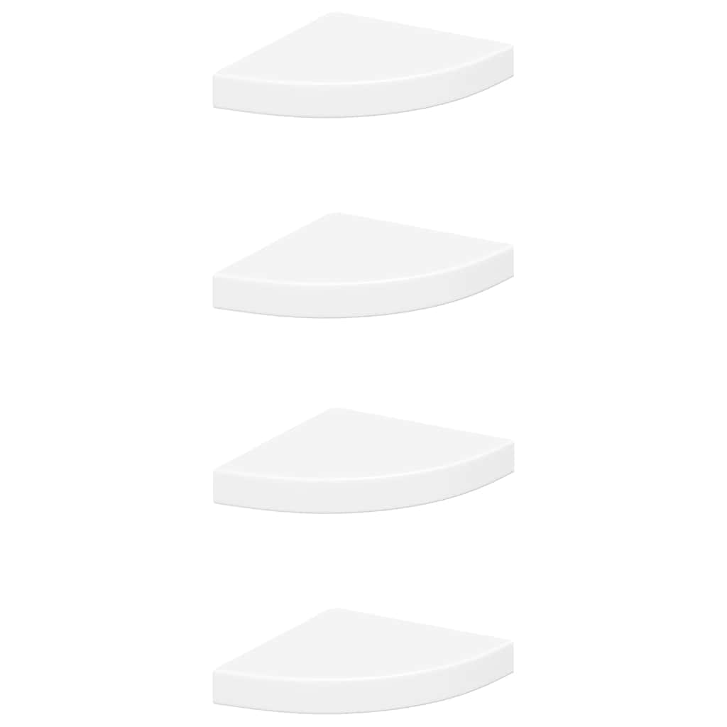 vidaXL Floating Corner Shelves 4 pcs White 25x25x3.8 cm MDF