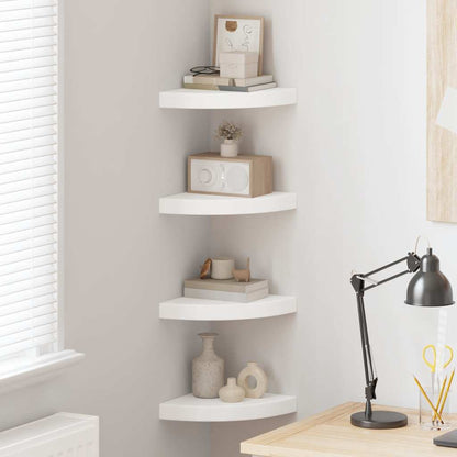 vidaXL Floating Corner Shelves 4 pcs White 25x25x3.8 cm MDF