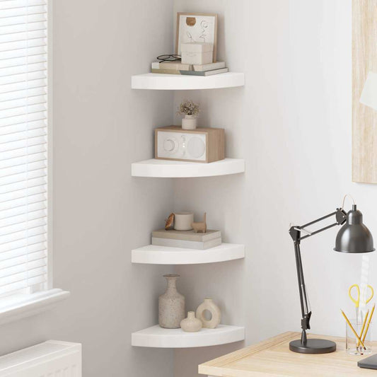 323897 vidaXL Floating Corner Shelves 4 pcs White 25x25x3,8 cm MDF