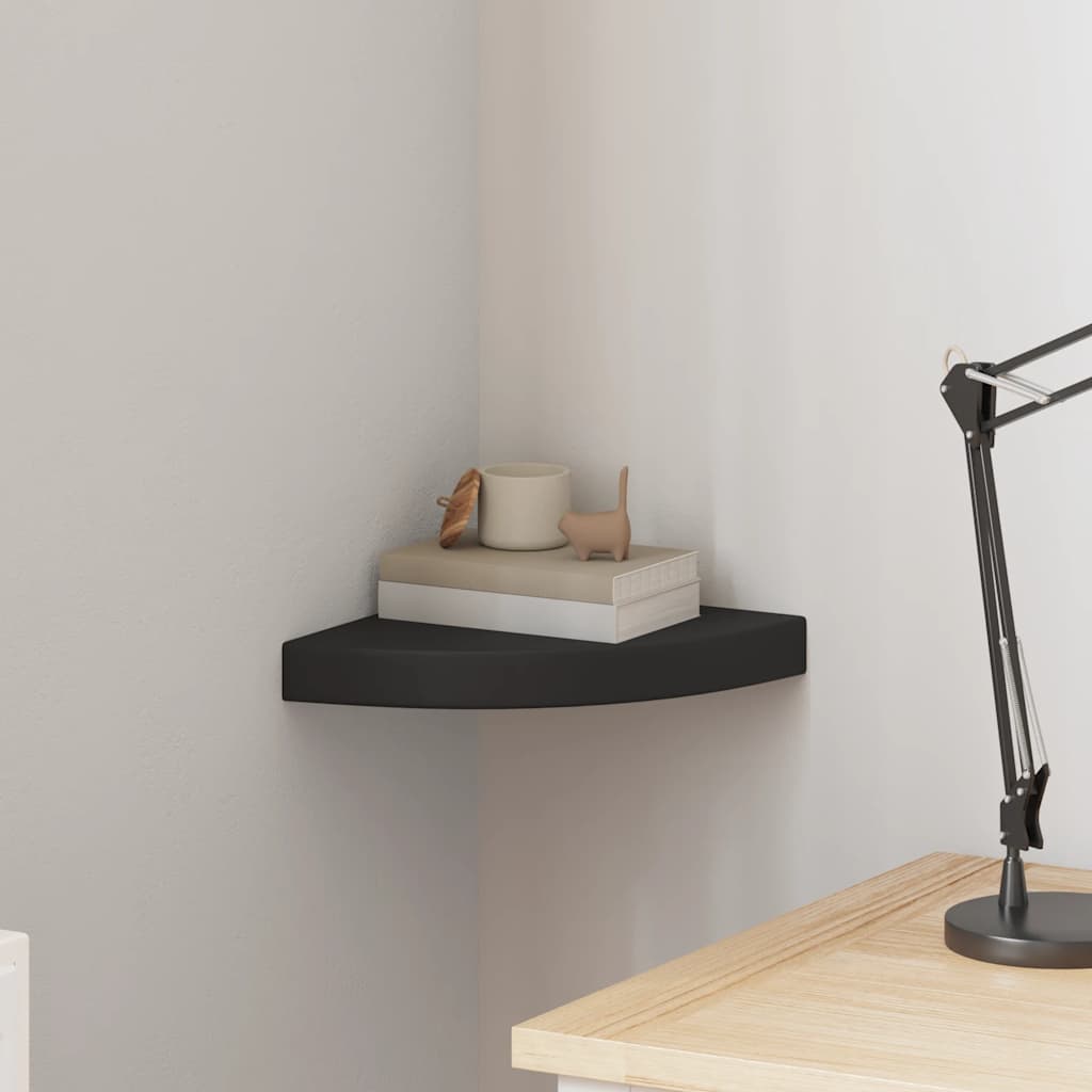 vidaXL Floating Corner Shelf Black 25x25x3.8 cm MDF
