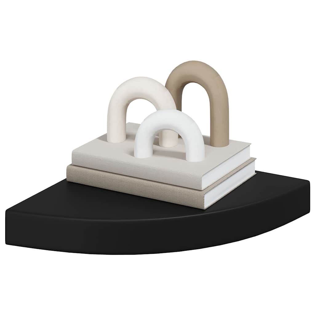 vidaXL Floating Corner Shelves 2 pcs Black 25x25x3.8 cm MDF