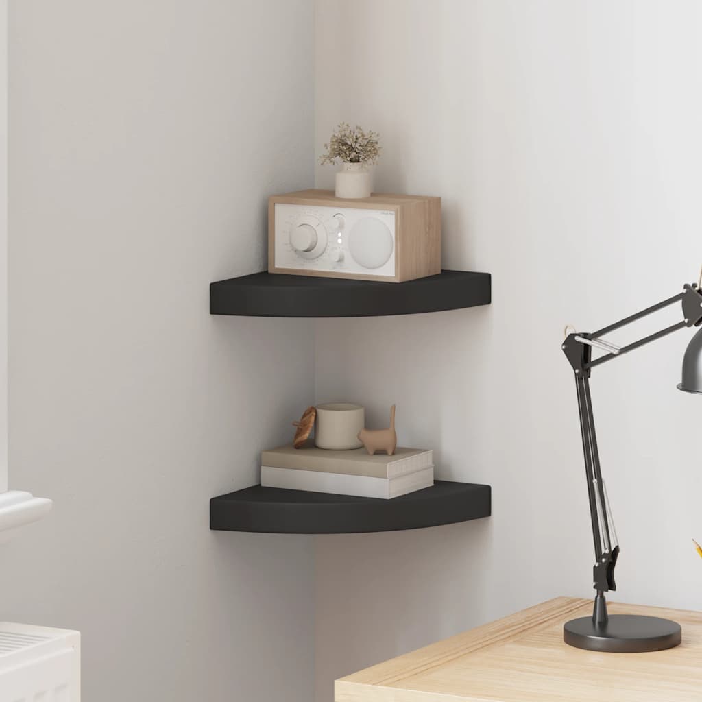 vidaXL Floating Corner Shelves 2 pcs Black 25x25x3.8 cm MDF