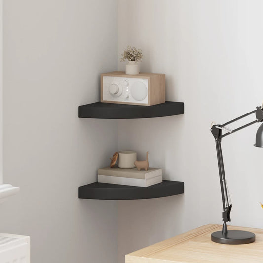 vidaXL Floating Corner Shelves 2 pcs Black 25x25x3.8 cm MDF