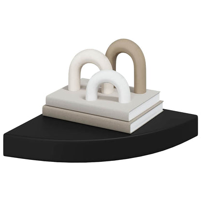 vidaXL Floating Corner Shelves 4 pcs Black 25x25x3.8 cm MDF