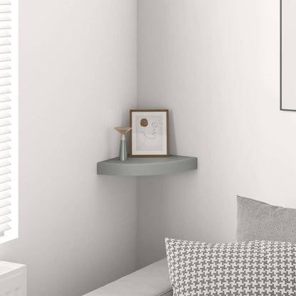 vidaXL Floating Corner Shelf Grey 25x25x3.8 cm MDF