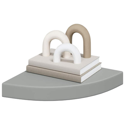 vidaXL Floating Corner Shelf Grey 25x25x3.8 cm MDF