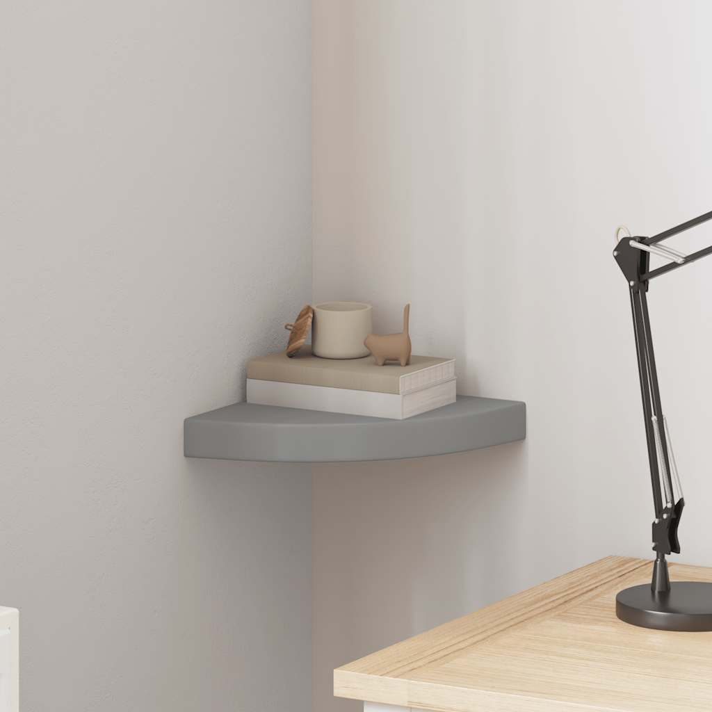 vidaXL Floating Corner Shelf Grey 25x25x3.8 cm MDF