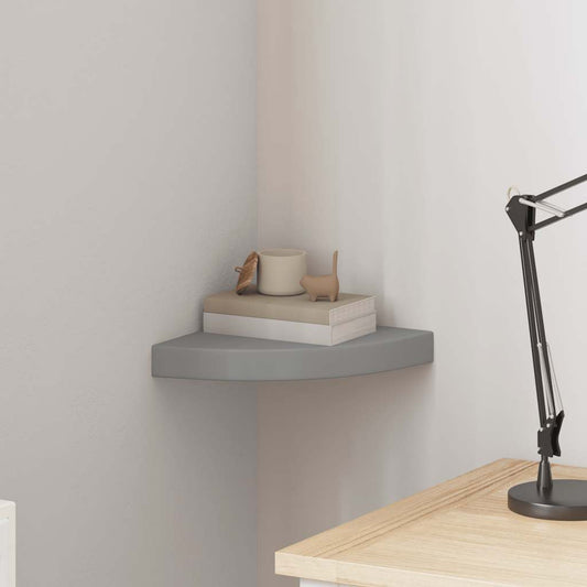 vidaXL Floating Corner Shelf Grey 25x25x3.8 cm MDF